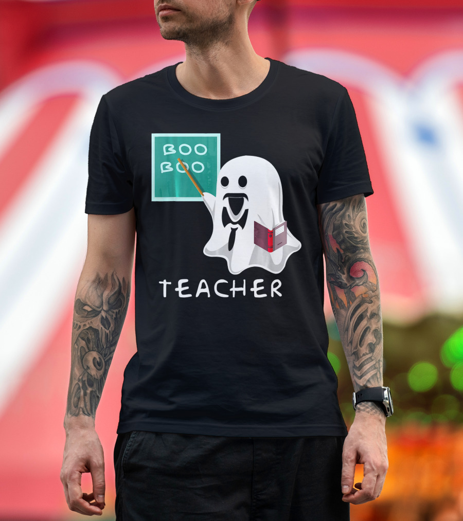 Boo Boo Teacher Ghost with Chalkboard and Book T-Shirt