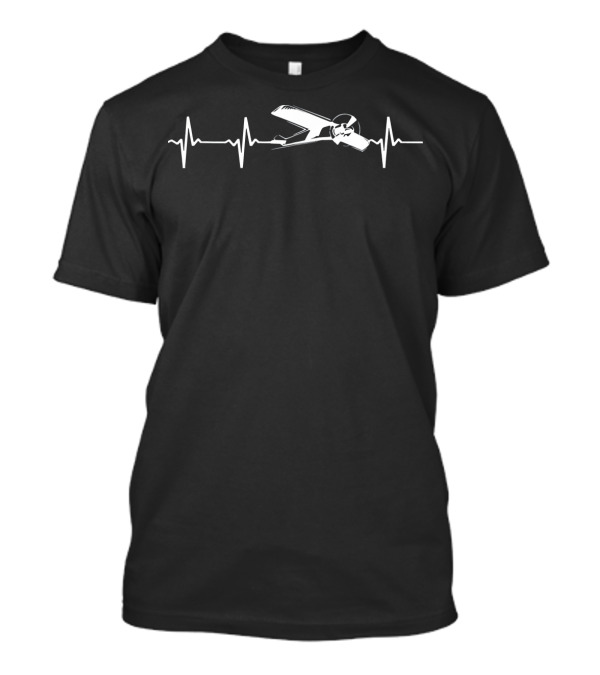 Fixed Wing Pilot Heartbeat EKG Pulse Aviator Airplane T-Shirt