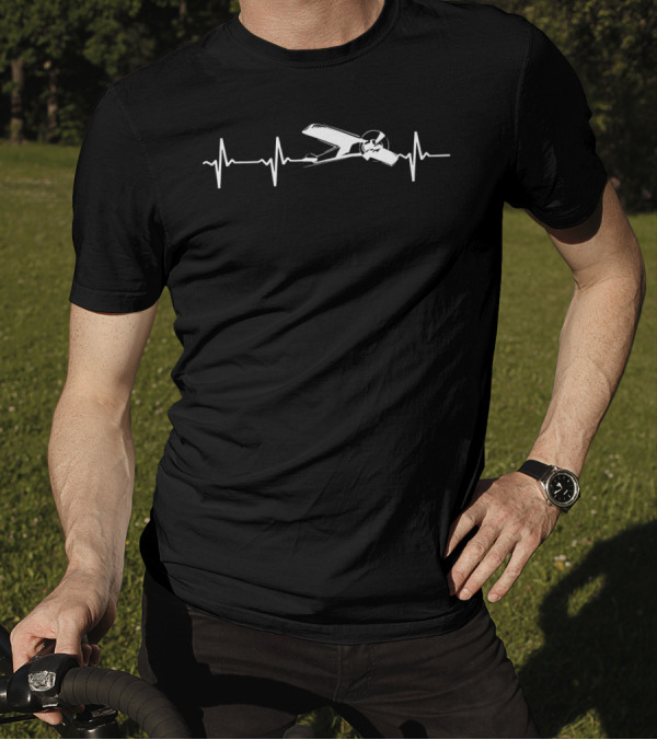 Fixed Wing Pilot Heartbeat EKG Pulse Aviator Airplane T-Shirt