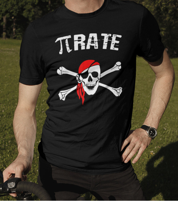 Pi Rate Skull Crossbones Pirate Halloween Math Humor T-Shirt