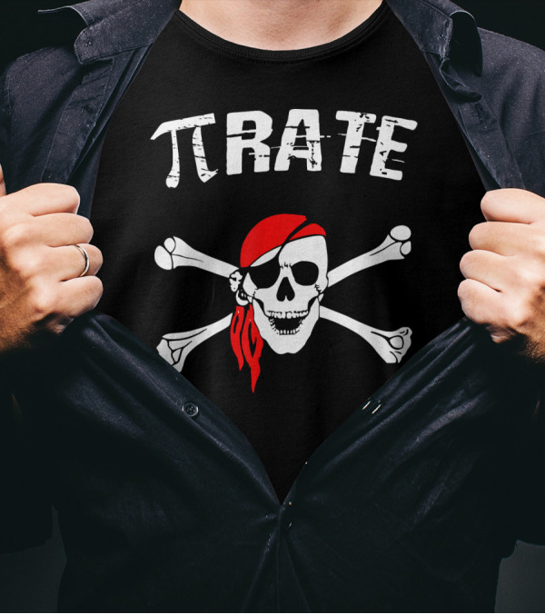 Pi Rate Skull Crossbones Pirate Halloween Math Humor T-Shirt