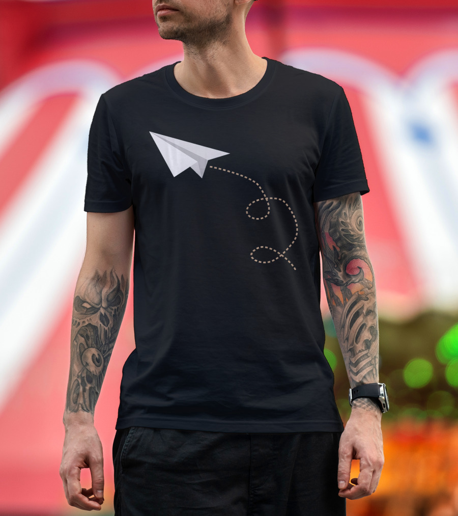 Flying Paper Airplane Awesome Plan Path T-Shirt