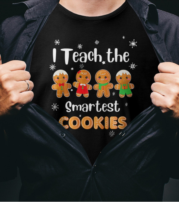 I Teach The Smartest Cookies Pre K Teacher Gingerbread Snowflakes T-Shirt