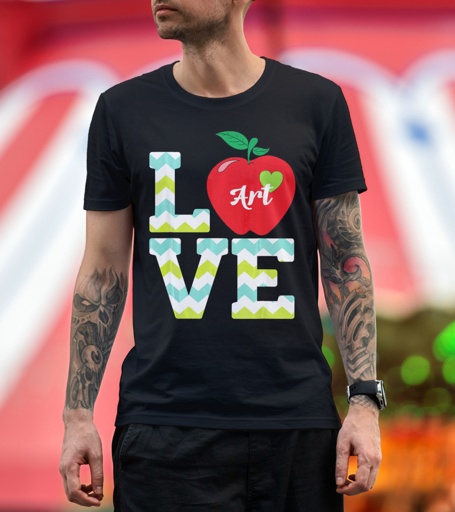 Love Art Teacher Student 100th Day Of School Apple T-Shirt