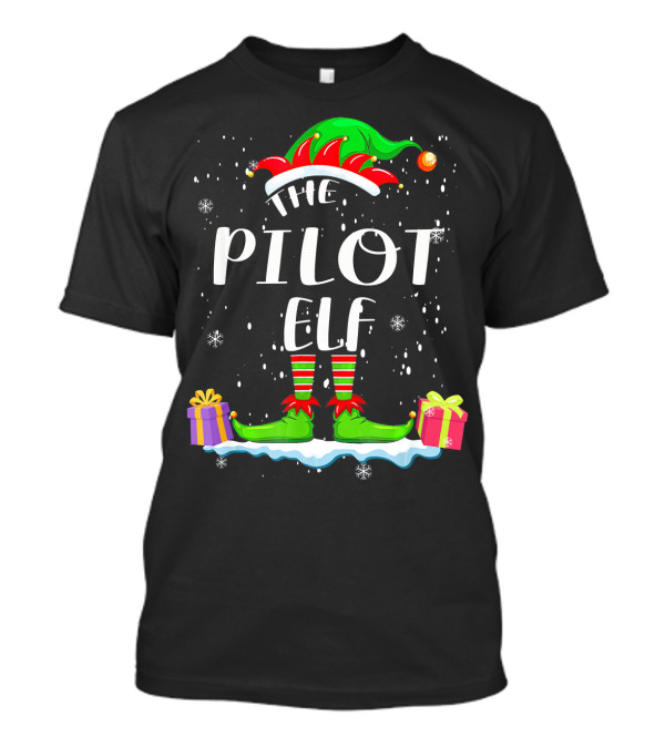 The Pilot Elf Snowflake Festivity With Gifts T-Shirt