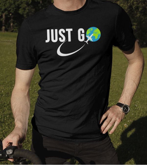 Just Go Travel Addict Globe Airplane World Adventure T-Shirt