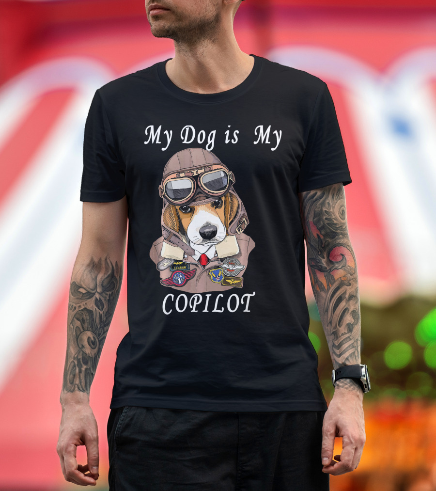 My Dog is My Copilot with Beagle in Aviator Helmet and Goggles T-Shirt