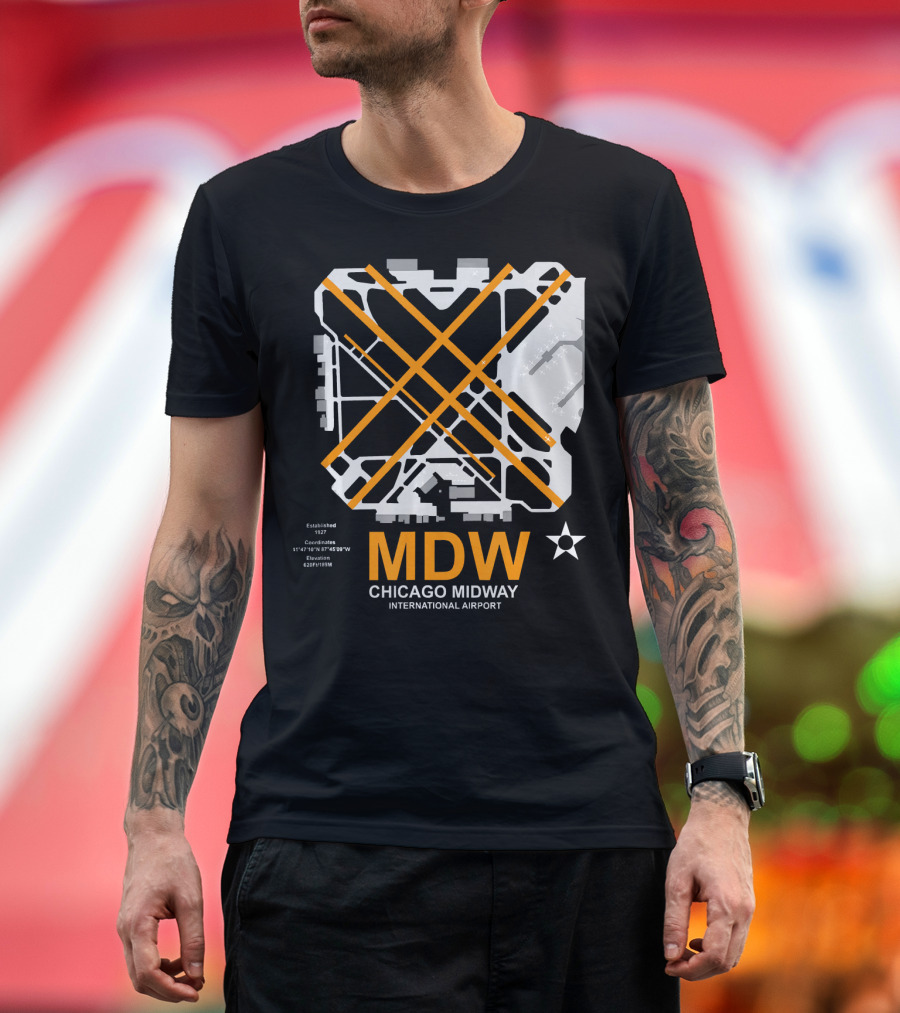 MDW Chicago Midway International Airport Layout Pilot Established Coordinates Elevation T-Shirt