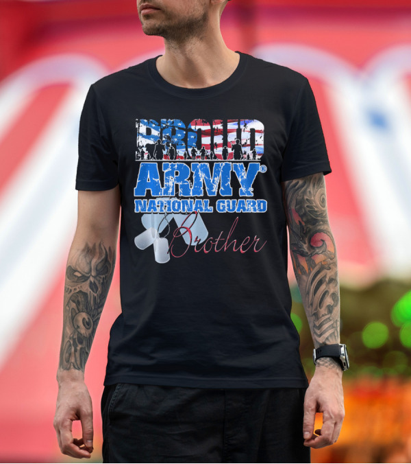 Premium T-Shirt: Proud Army National Guard Brother USA Ribbon Patriotic T-Shirt Proud Army National Guard Brother USA Ribbon Patriotic T-Shirt