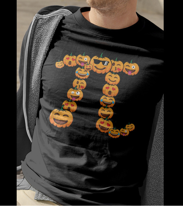 Pumpkin Pi Emojis Math Nerd Halloween Faces T-Shirt