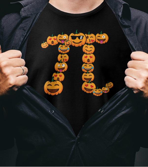 Pumpkin Pi Emojis Math Nerd Halloween Faces T-Shirt