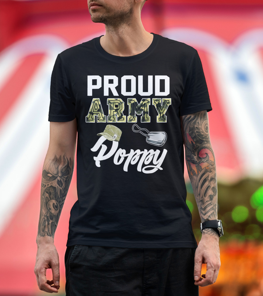 PROUD ARMY POPPY ARMY POPPY HAT DOG TAG T-Shirt
