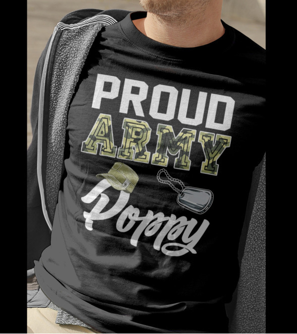 PROUD ARMY POPPY ARMY POPPY HAT DOG TAG T-Shirt