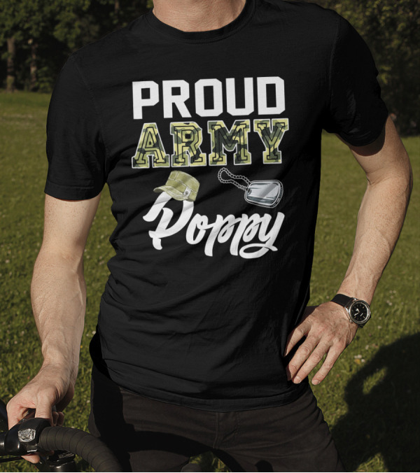 PROUD ARMY POPPY ARMY POPPY HAT DOG TAG T-Shirt