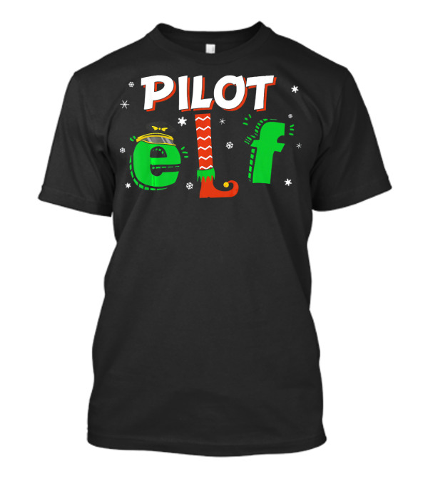 Pilot Elf Christmas Matching Group Festive Holiday Snowflakes T-Shirt