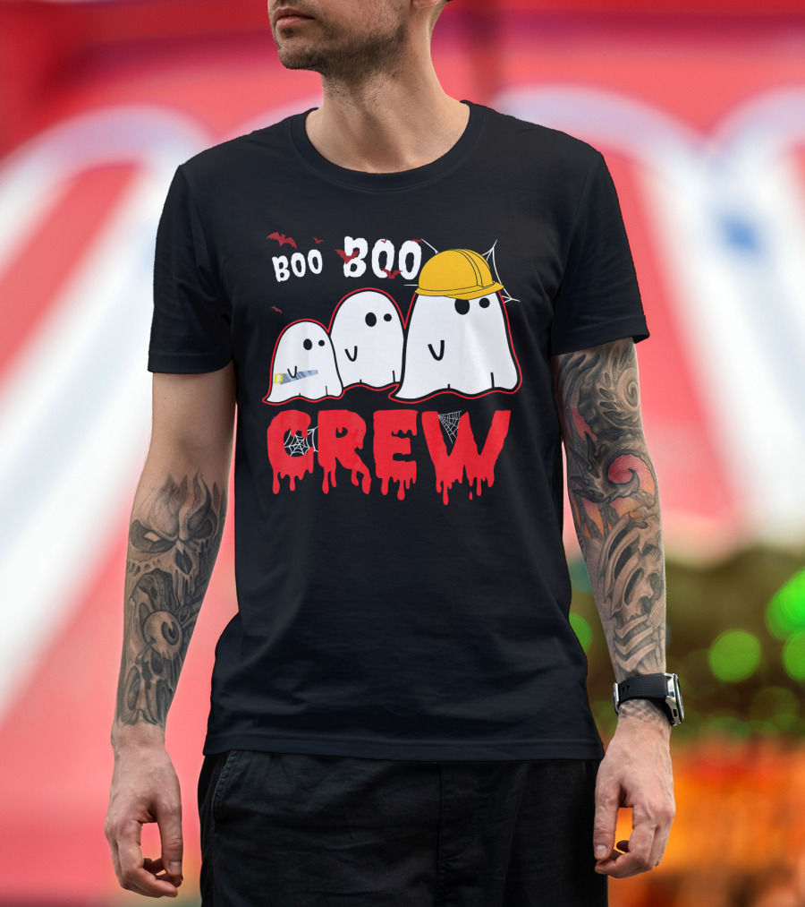 Boo Boo Ghost Crew Construction Halloween Fun T-Shirt