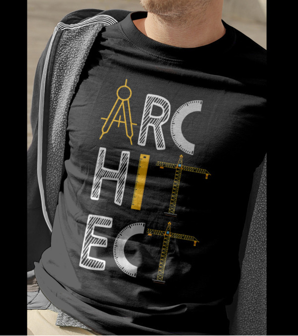 Architect Architecture Crane Compass Ruler T-Shirt