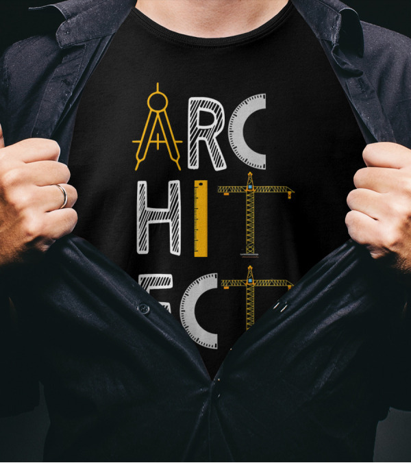 Architect Architecture Crane Compass Ruler T-Shirt