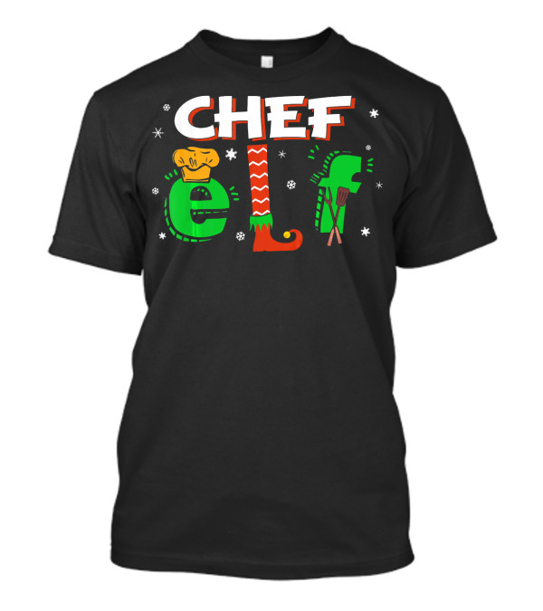 Chef Elf Christmas Matching Group Snowflakes Cooking T-Shirt