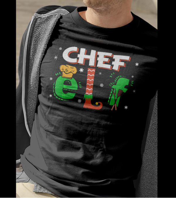 Chef Elf Christmas Matching Group Snowflakes Cooking T-Shirt