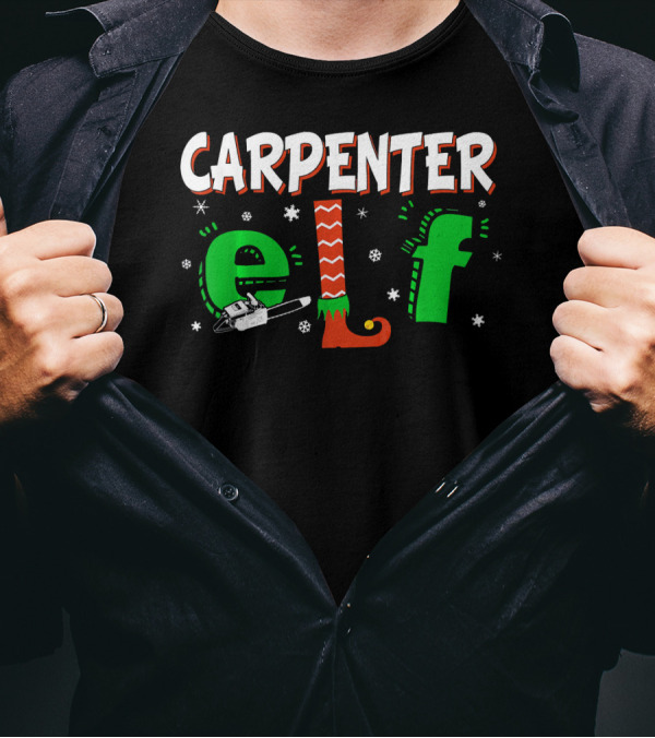 Carpenter Elf Christmas Chainsaw Matching Group T-Shirt