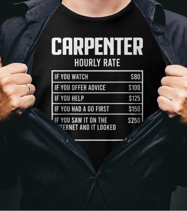 CARPENTER HOURLY RATE IF YOU WATCH OFFER ADVICE HELP HAD A GO FIRST SAW IT ON THE INTERNET LOOKED EASY T-Shirt