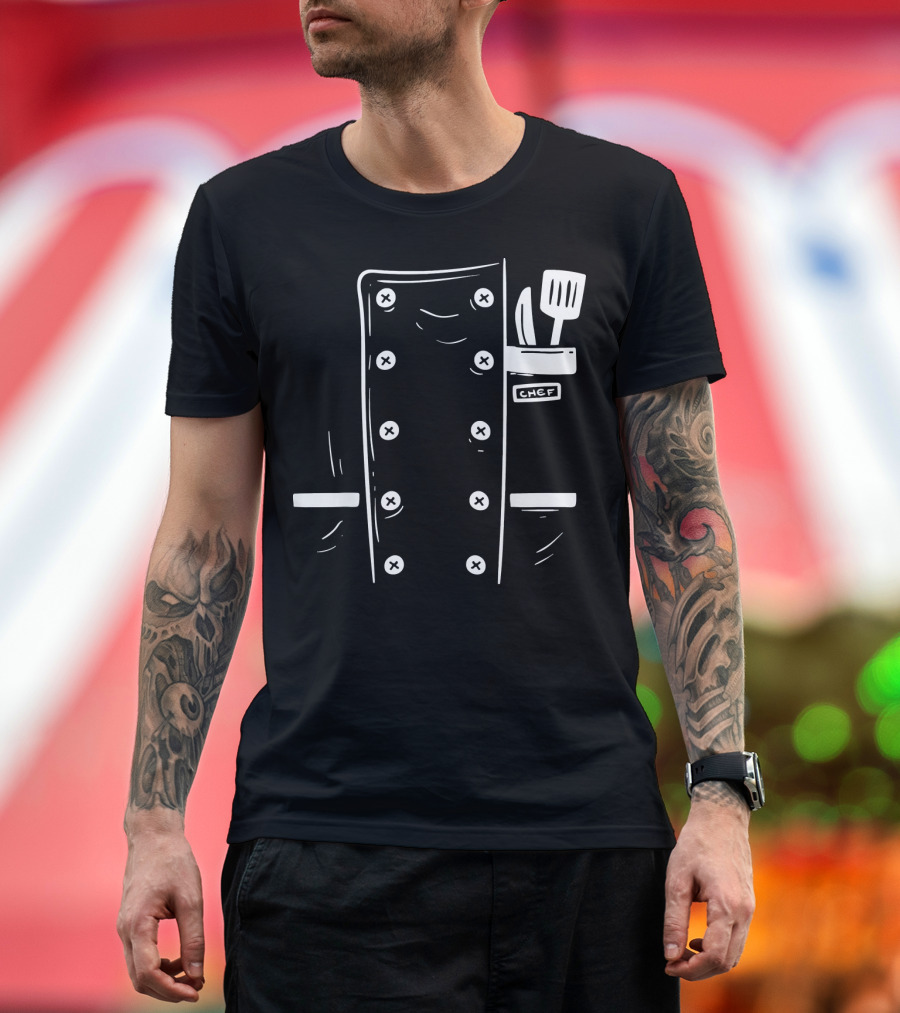 Chef Cooking Uniform Easy Lazy DIY Spatula Knife Chef Badge T-Shirt