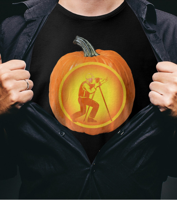 Funny Jack O Lantern Surveyor Engineer Pumpkin With Worker Equipment T-Shirt