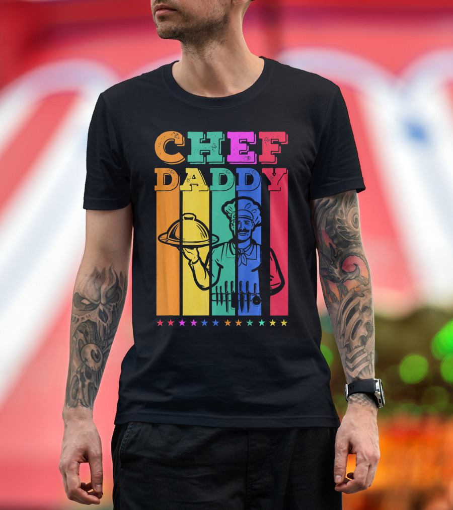 Chef Daddy Cooking Tools USA Rainbow Stars T-Shirt