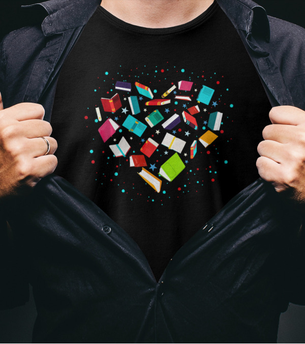 Favorite Book Lover Heart Shape Reading Books T-Shirt