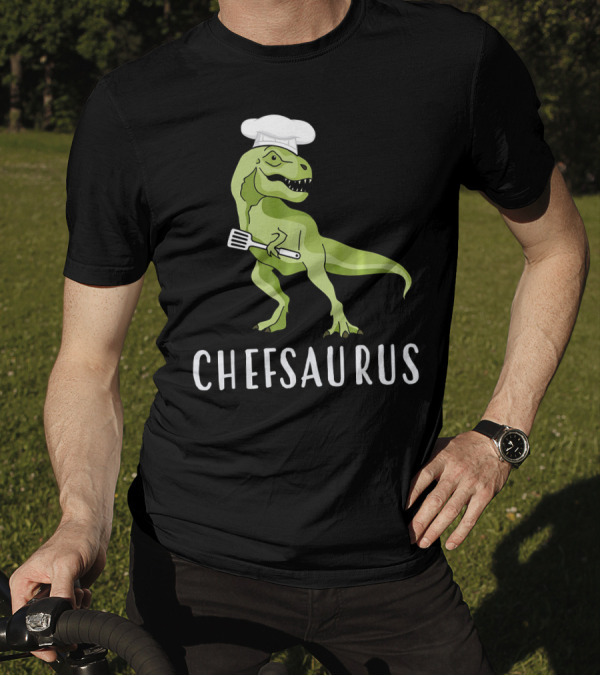 Chefsaurus Dinosaur With Chef Hat And Spatula Cooking Humor T-Shirt