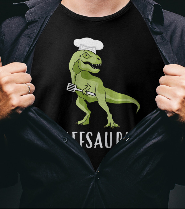 Chefsaurus Dinosaur With Chef Hat And Spatula Cooking Humor T-Shirt