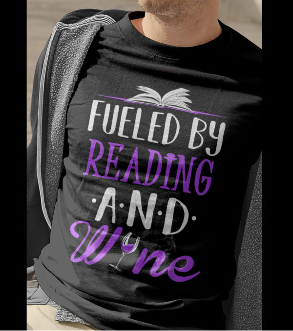 Fueled By Reading And Wine Library Open Book Glass T-Shirt