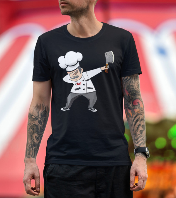 Premium T-Shirt: Funny Dabbing Chef With Cleaver Culinary Dab Chef T-Shirt Funny Dabbing Chef With Cleaver Culinary Dab Chef T-Shirt