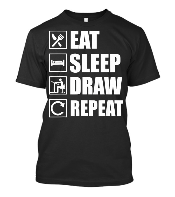 EAT SLEEP DRAW REPEAT ARCHITECTURE ICONS T-Shirt