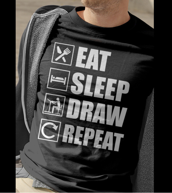 EAT SLEEP DRAW REPEAT ARCHITECTURE ICONS T-Shirt