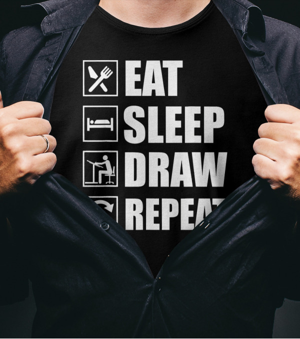 EAT SLEEP DRAW REPEAT ARCHITECTURE ICONS T-Shirt