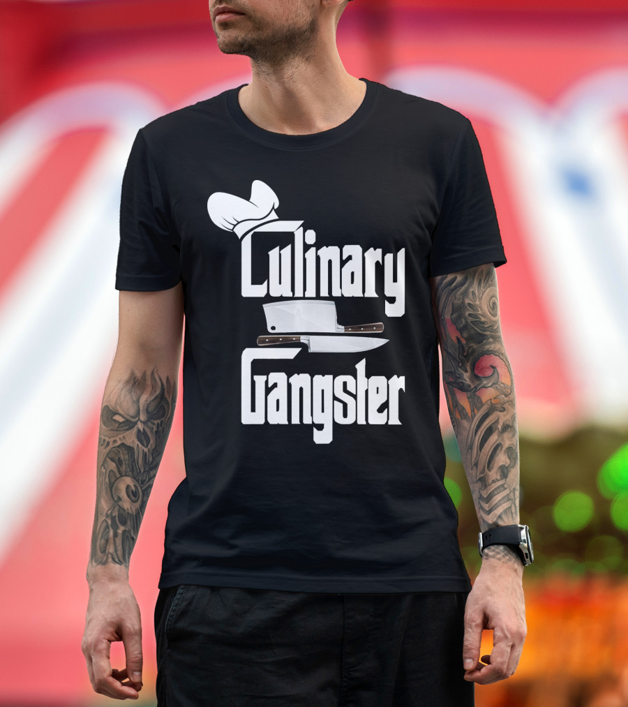 Culinary Gangster Chef Knives and Hat T-Shirt