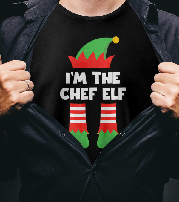 I'm The Chef Elf Christmas Costume Hat And Shoes T-Shirt