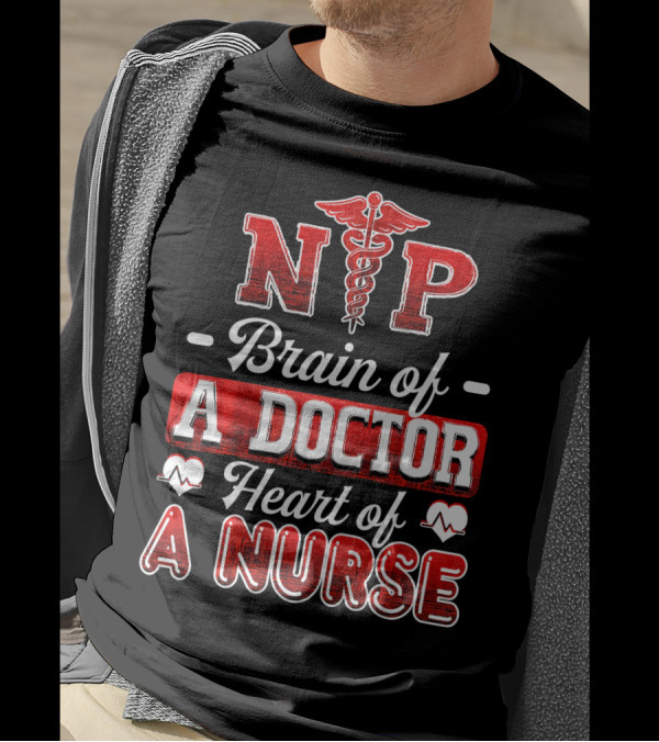 NIP Caduceus Brain Of A Doctor Heart Of A Nurse T-Shirt