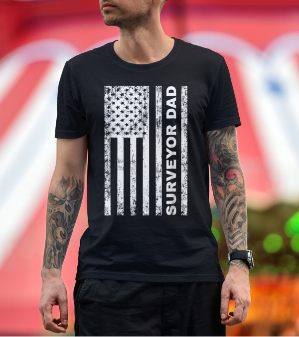 Premium T-Shirt: Surveyor Dad American Flag T-Shirt Surveyor Dad American Flag T-Shirt