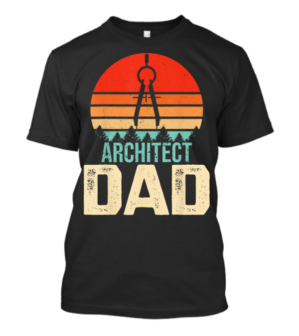 Architect Dad Vintage Sunset Compass T-Shirt