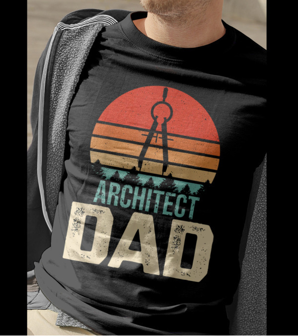 Architect Dad Vintage Sunset Compass T-Shirt