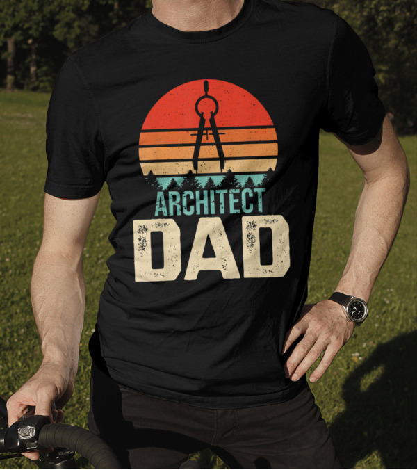Architect Dad Vintage Sunset Compass T-Shirt