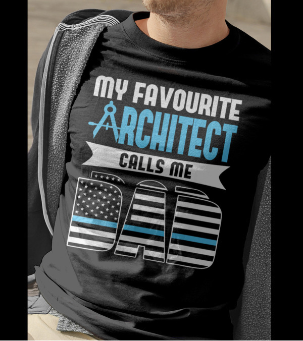My Favourite Architect Calls Me Dad American Flag Compass T-Shirt