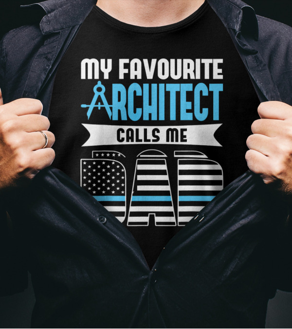 My Favourite Architect Calls Me Dad American Flag Compass T-Shirt