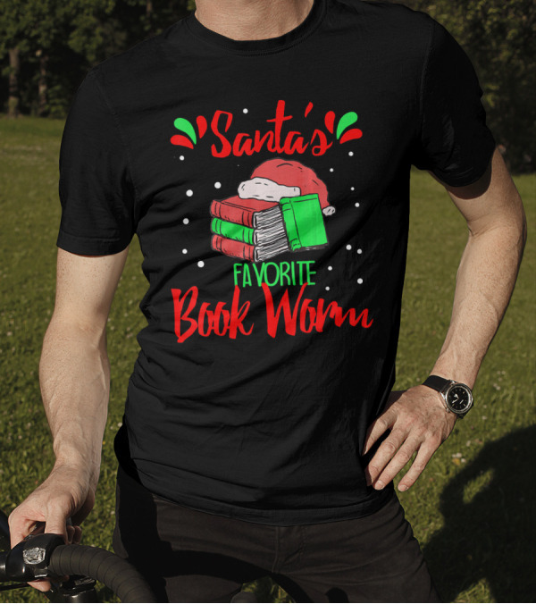 Santa's Favorite Book Worm Reader Nerd Christmas T-Shirt
