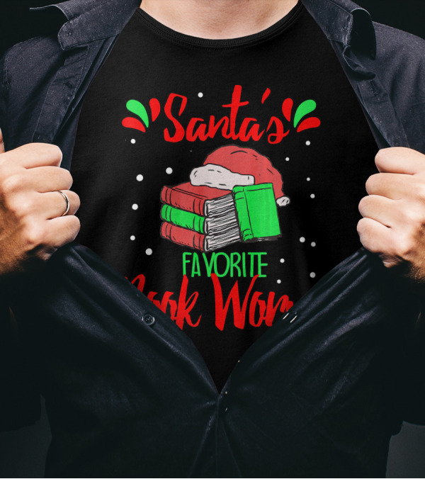 Santa's Favorite Book Worm Reader Nerd Christmas T-Shirt