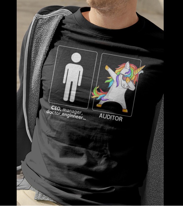 Unicorn Dabbing Auditor Versus CEO Manager Doctor Engineer T-Shirt