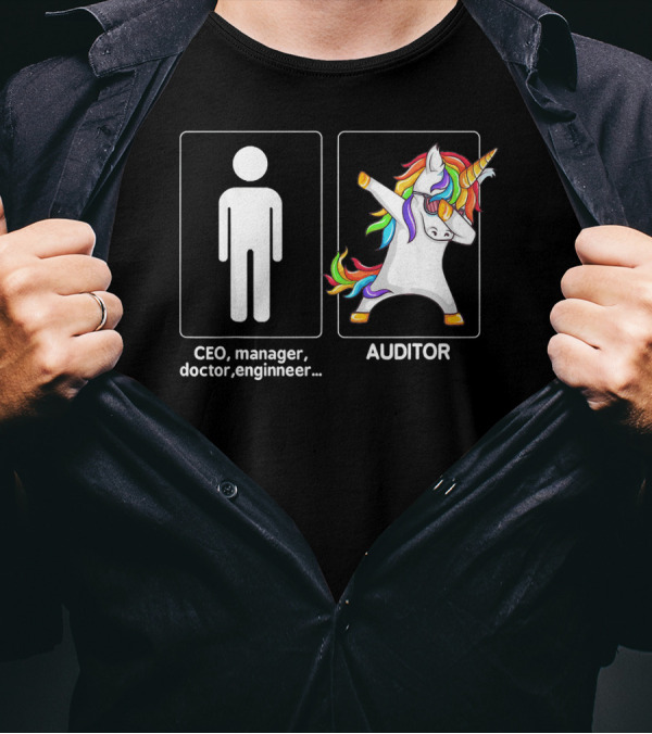 Unicorn Dabbing Auditor Versus CEO Manager Doctor Engineer T-Shirt
